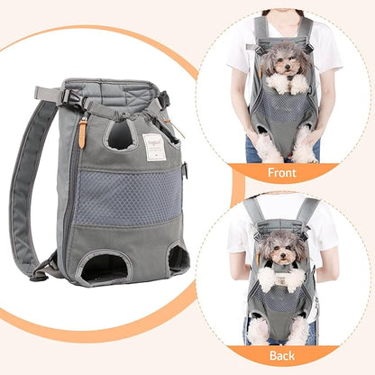Dog Carrier Backpack, Pet Front Carrier Backpack Legs Out Dog Chest Carrier for Small Medium Dogs, Hands-Free Cat Backpack Carrier Dog Travel Backpack Airline Approved Hiking Bike Motorcycle