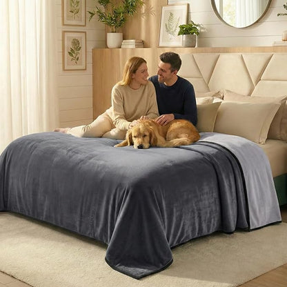 Paw Buddies Waterproof Blanket 80"x90" – Reversible Microfleece Throw for Couples, Pets & Family – Leakproof, Machine Washable Bed & Sofa Protector for Home or Travel
