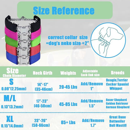 Prong Training Collar for Dogs, Rotating Ring Welding, Adjustable Dog Training Pinch Collar with Quick Release Buckle, for Small Medium Large Dogs