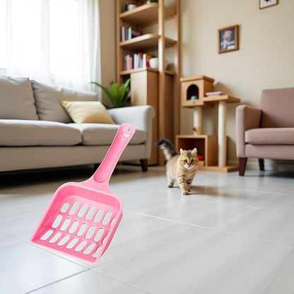 Pink Cat Litter Scoop,Tray with Handle Compact Solid Color Cat Litter Sifter Coffee One Size