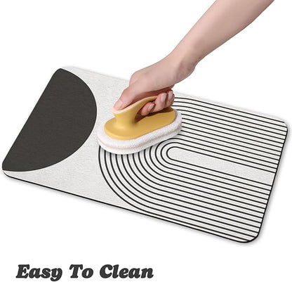 Dog Food Mats for Floors Waterproof, Cat Water Bowl Mats Pet Feeding Absorbent Mat Placemats for Food and Water Black Bohemia 16 * 24 inch