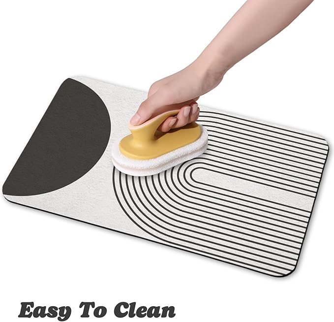 Dog Food Mats for Floors Waterproof, Cat Water Bowl Mats Pet Feeding Absorbent Mat Placemats for Food and Water Black Bohemia 24 * 32 inch
