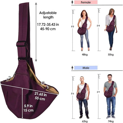 SlowTon Dog Carrier Sling - Thick Padded Shoulder Strap Adjustable Dog Carriers for Small Dogs, Puppy Carrier Purse for Pet Cat with Front Zipper Pocket Safety Belt Machine Washable, WR, S
