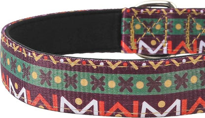 Reflective Dog Collar, Adjustable Soft Neoprene Padded Nylon Pet Collars with Buckle for Puppy and Small Dogs, Cats, Retro Geometric Flowers,M