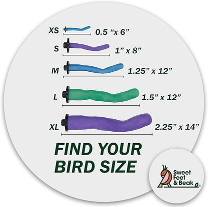 Sweet Feet & Beak Safety Pumice Bird Perch, Medium 1-1/4" X 12", Blue - Lightweight Grinding Bird Perches for Cage - Bird Nail Trimming Perch for Healthy Beak & Feet - Multi-Size & Color Parrot Stand