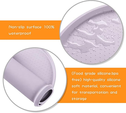 100% Waterproof 0.5" Raised Edge BPA Free Silicone Dog Food Mat, Pet Cat Feeding Mats Contain Spills Protects Floors, Placemats for Cats and Dogs Water Bowl Dishwasher.(Large/XL, Dove)