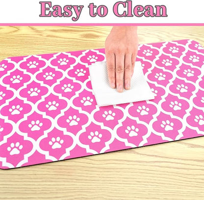 Dog Food Mat 16X24 Inch Pet Feeding Absorbent Mats for Floor Cat Water Bowl Placemats Non-Slip Washable Dog Mat for Food and Water