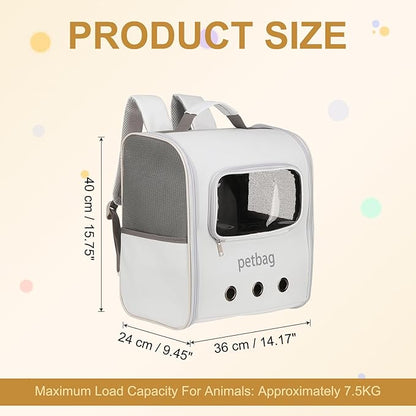 Pet Backpack Carrier, Portable and Ventilated, Oxford Cloth, Dogs Cats and Small Animals Travel Bag 14.17", (White, 1 Pcs), Intended for Hiking/Camping/Traveling