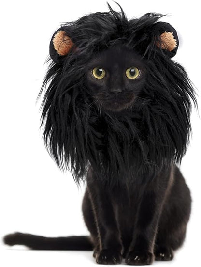 Onmygogo Lion Mane Wig for Cats and Dogs, Funny Pet Cat Costumes for Halloween Christmas, Furry Pet Clothing Accessories