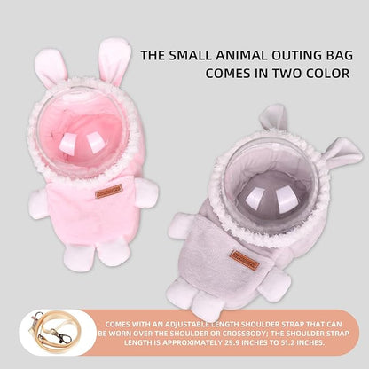 Hamster Carrier Rat Bag Cute Rabbit Shape Small Animal Sugar Glider Travel Pouch Gerbil Hedgehog Portable Travel Carrier Outdoor Hangbag Grey Squirrel Rat Carrier (Grey)