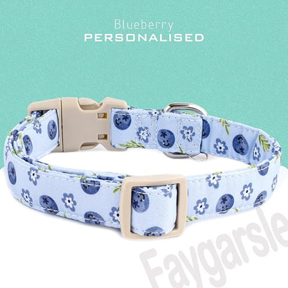 Faygarsle Blueberry Pattern Dog Collar for for Summer Small Medium Large Dogs Light Blue L