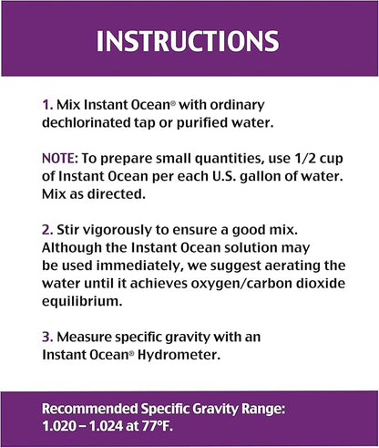 Instant Ocean Sea Salt for Marine Fish Tank Aquariums, Nitrate & Phosphate-Free