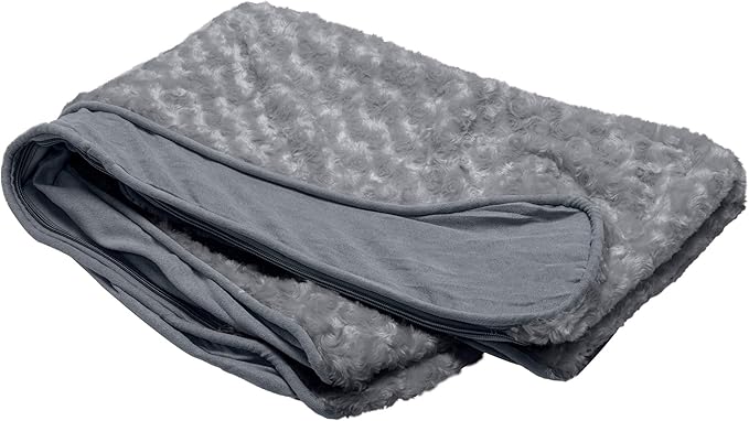 Furhaven Replacement Dog Bed Cover Ultra Plush Faux Fur & Suede Contour Luxe Lounger, Machine Washable - Gray, Medium