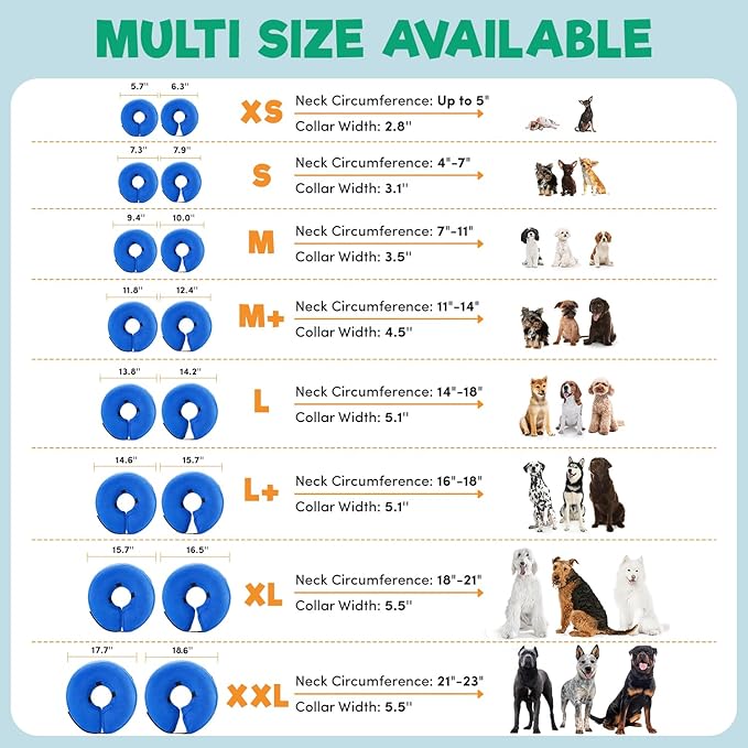 BENCMATE Inflatable Dog Cone Collar Alternative, Soft Dog Cone for Small Medium Large Dogs and Cats, Neck Recovery ECollar Donut Collar After Surgery (Medium+, Purple)