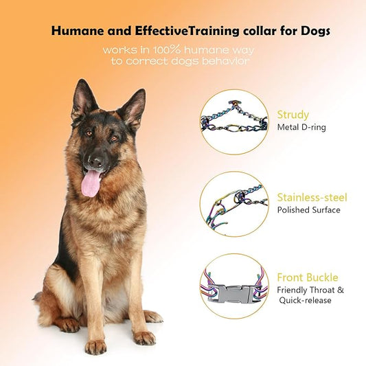 Dog Prong Collar - Stainless Steel Pinch Collar for Large Dogs Training, Adjustable Choker Chain Collar, Durable Dog Training Collar for Medium/Large Breed Obedience (3.0mm, Neck Size 22"-24")