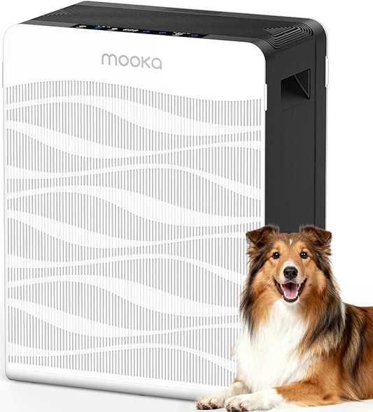 Air Purifier for Home Large Room 2800 Ft², MOOKA Double-Sided Air Purifiers for Home Pets with Washable Filters, PM2.5 Air Quality Monitor, Air Filter Cleaner for Bedroom, Dorm Room, Office