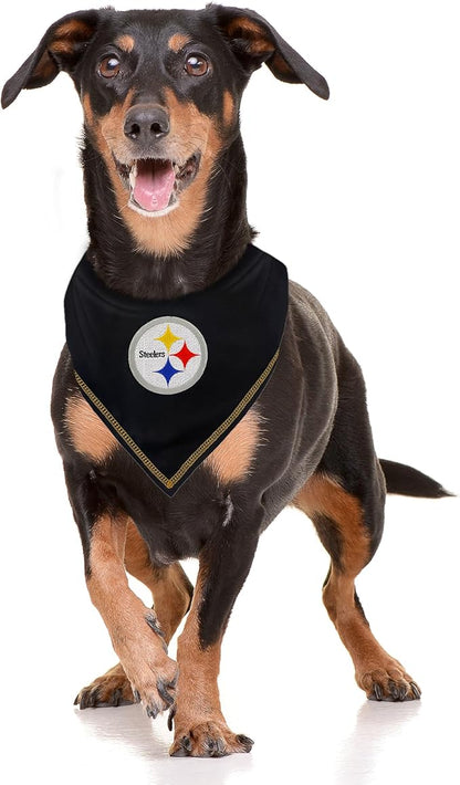 Pets First NFL Pittsburgh Steelers TIE Bandana, Small/Medium. Dog Bandana Scarf Bib for Pet Cat Dog. The Ultimate Game-Day, Party Bandana (PIT-3550-S-M)