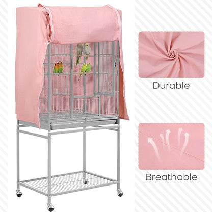 QBLEEV Birdcage Covers, Breathable Parrot Cage Cover Shade, Universal Blackout Windproof Light-Proof Covering Reduces Distractions Night Accessories Cloth Without Cage-17.7x24.8x31.5in (LxWxH)