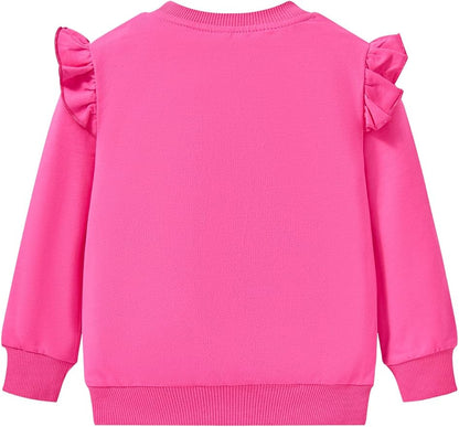 Toddler Baby Girls Cotton Sweater, Long Sleeve Crewneck Sweatshirt Pullover Kids Warm Clothing for Fall Winter