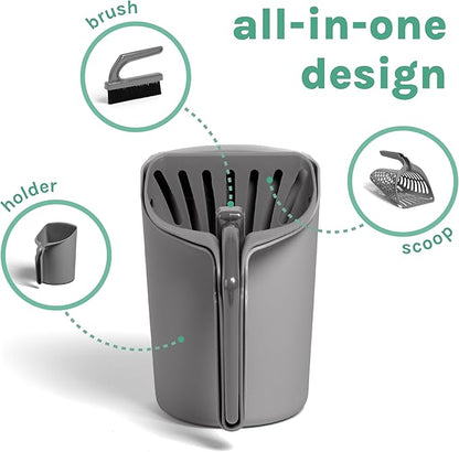 Kitty City Infinity Cat Litter Scoop with Holder – Non-Stick Aluminum Litter Sifter & Deep Shovel, Ergonomic Handle, Easy Clean Poop Scooper for Cats