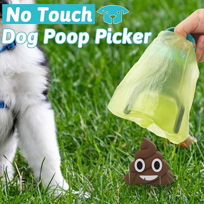 Fhiny Portable Dog Poop Scooper, No-Touch Handheld Doggy Poop Scooper Sanitary Puppy Waste Picker with Bag Dispenser Convenient Lightweight Six Claws Poop Waste Cleaner for Dog Great for Walks Travel