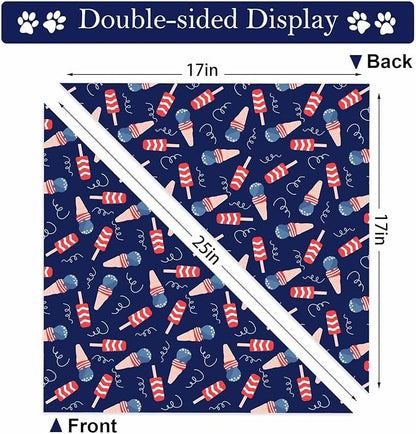 4th of July Dog Bandanas, Patriotic Pet Decorations 2 Pack, Adjustable Independence Day Holiday Party Bandana American Flag Triangle Bibs Cat Scarf Set
