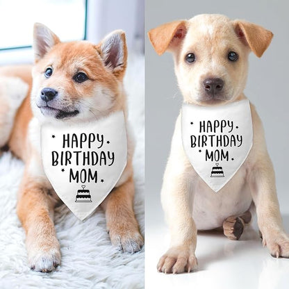 Happy Birthday Mom Dog Bandana Dog Funny White Happy Birthday Bandana for Dogs Photo Prop Pet Scarf Accessories for Pet Lovers Mom Gifts