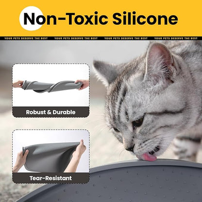Dog Food Mat,Raised Edges Pet Food Mats for Spill Containment,BPA-Free Silicone Cat Dog Feeding Mat for Floor Waterproof,Rubber Pet Placemats for Food and Water Bowls 1/2 Inch