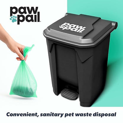 PawPail Essential Pet Waste Station, Outdoor Dog Poop Trash Can with Step-On Lid, Square Plastic Dog Waste Station, Black, 41 lb. Capacity
