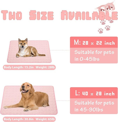 Washable Dog Cooling Mat Ice Silk Cooling Mat for Dogs Pet Self Cooling Pad Blanket Dog Cooling Pad for Indoor & Outdoor Car Seats (Pink, 28x22 in)