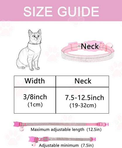 Solmoony Breakaway Cat Collars with Bell,Adjustable Safe Kitten Collar,Cat Collars for Girl Cats with Rhinestone Soft Velvet (Purple)