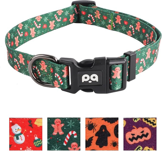 QQPETS Adjustable Soft Dog Collar: Print Flower Pink Multicolor Cute Patterns for XS Small Medium Large Pet Girl Boy Puppy Walking Running Training
