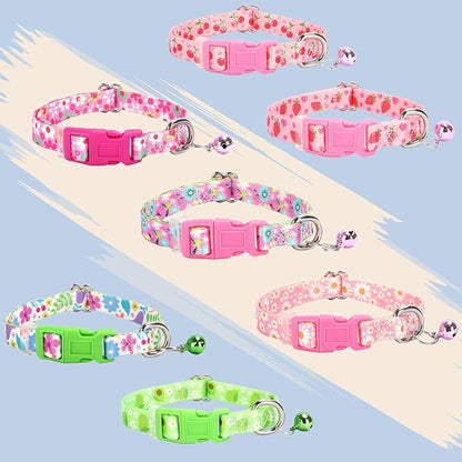 XS Dog Collar with Bell - Durable Nylon Collar for Small Breeds, Adjustable Cute Fruit Pattern Collar for Chihuahua Pomeranian Yorkie, Heavy-Duty for Active Puppies（Cherry XS）