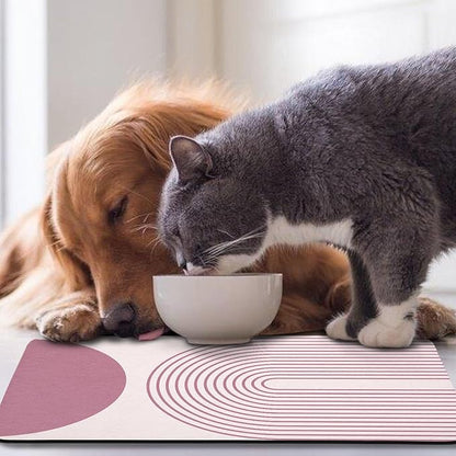Dog Food Mats for Floors Waterproof, Cat Water Bowl Mats Pet Feeding Absorbent Mat Placemats for Food and Water Pink Bohemia 24 * 32 inch