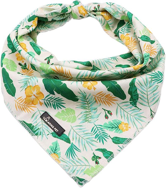 ARING PET Summer Dog Bandanas, Autumn Leaf Floral Kerchief Triangle Bibs Scarf for Puppy Small Medium Large Boy Girl Dogs Cats-L
