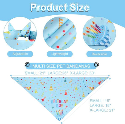 Dog Birthday Party Supplies with Hat Bandana Numbers, Light Blue Dog Birthday Set for XLarge Large Pets Puppy Boy