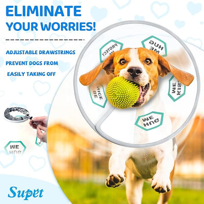 Supet Dog Cone Collar After Surgery to Stop Licking: Adjustable Recovery Elizabeth Collar Alternative for Large Medium Small Dogs, Plastic Pet Head Neck Cone (S)