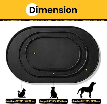Dog Food Mat,1/2 Inch Raised Edges Cat Feeding Mat for Spill Containment,BPA-Free Silicone Pet Food Mats for Floor Waterproof,Rubber Dog Placemats for Food and Water Bowls(Black,19"x12")
