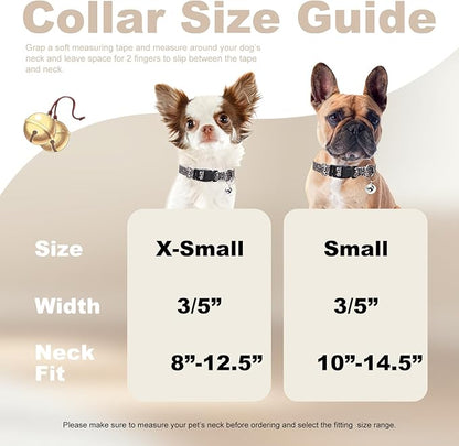 Small Dog Collar with Bell，Nylon - Adjustable XXS/XS Tiny Dog & Cat Collar for Small Breeds,Soft Leopard Collar with Quick-Release Buckle（Leopard S）