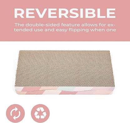 Cat Scratching Pads Cardboard Cat Scratchers for Indoor Cats Reversible Large Wide Corrugated with Catnip and Mini Toy (3pcs)
