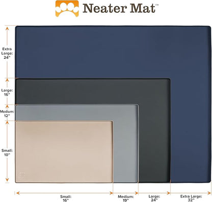 Neater Pet Brands Neater Mat Pet Mats for Food and Water, Cat & Dog Bowl Mat Waterproof Silicone, Feeding Tray, Dog Food Mats for Floors, Placemat w/Raised Edge for Under Bowls, 19” x 12”, Brown
