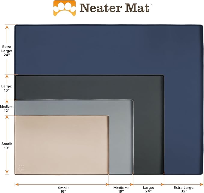 Neater Pet Brands Neater Mat Pet Mats for Food and Water, Cat & Dog Bowl Mat Waterproof Silicone, Feeding Tray, Dog Food Mats for Floors, Placemat w/Raised Edge for Under Bowls, 19” x 12”, Light Pink