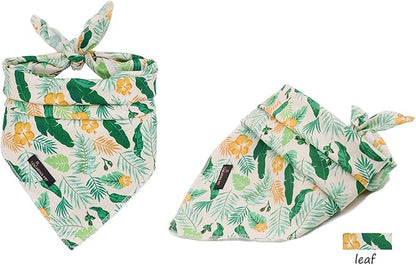 ARING PET Summer Dog Bandanas, Autumn Leaf Floral Kerchief Triangle Bibs Scarf for Puppy Small Medium Large Boy Girl Dogs Cats-S