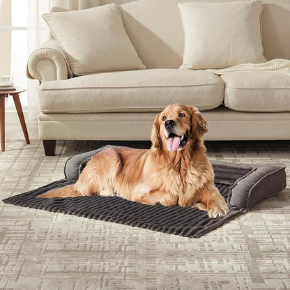 WINDRACING Luxury Dog Couch Bed, Washable Calming Dog Couch Cover, Couch Protector for Dogs, Waterproof Sofa Bed, Pet Bed Mats for Sofa, Pet Sofa Covers Grey(2XL 53x39.3x6 inch)