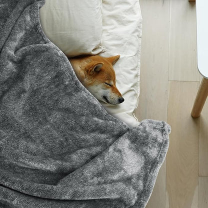 Onarway Dog Blanket Washable for Bed: Dog Blankets 78”x70” - Fluffy Soft Large Throw for Cat Puppy Kitten Dogs - Fleece Pet Blankets for Crate Couch Car and Indoor - Grey