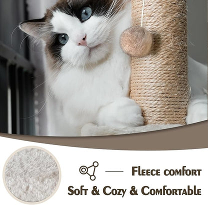 Cat Wall Shelves Climber Systems, Set of 7 Heavy Duty Wall-Mounted Cat Furniture Set with Scratcher Post, Bridge Ladder, Wooden Platform and Hanging Ball for Kittens, Large Cats