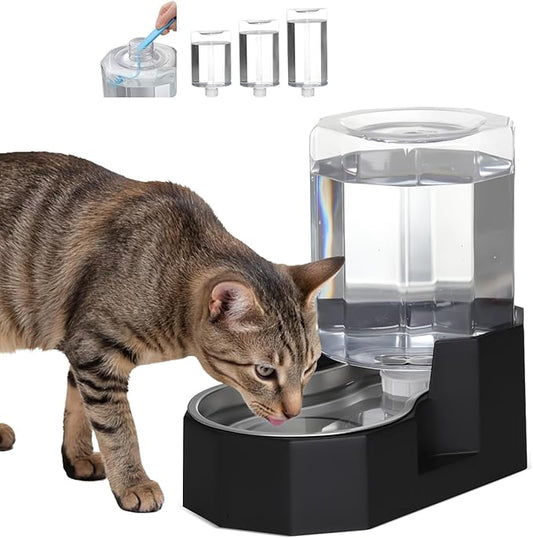 Sfozstra Large Dog Water Dispenser: 5L Automatic Gravity Water Feeder - Dishwasher-Safe Stainless Steel Bowl - Easy Clean - No Power Needed - for Cats & Small Dogs - Kitchen Corner/Crate Area