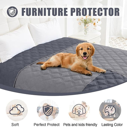 Smiry Waterproof Dog Bed Cover Blanket 30x53, Soft Reversible Pet Blanket, Washable Leakproof Cats Dogs Couch Cover for Sofa, Couch, Furniture, Grey/Dark Grey
