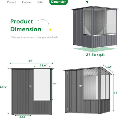 AECOJOY 5 x 5 FT Outdoor Large Bird Cage, Parrot Cage with Lockable Doors and Ventilated Mesh, Walk-in Aviary Cage for Macaws Canaries Parrots Budgie and Lovebirds