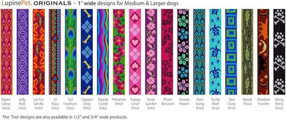 LupinePet Originals 1" Jelly Roll 12-20" Adjustable Collar for Medium and Larger Dogs
